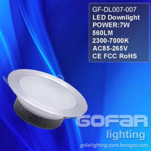 7W LED Downlight clear/frosted,TW Epistar(CE/RoHS/FCC)
